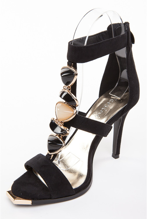 Elegantné vysoké sandále s okrasnými kameňmi