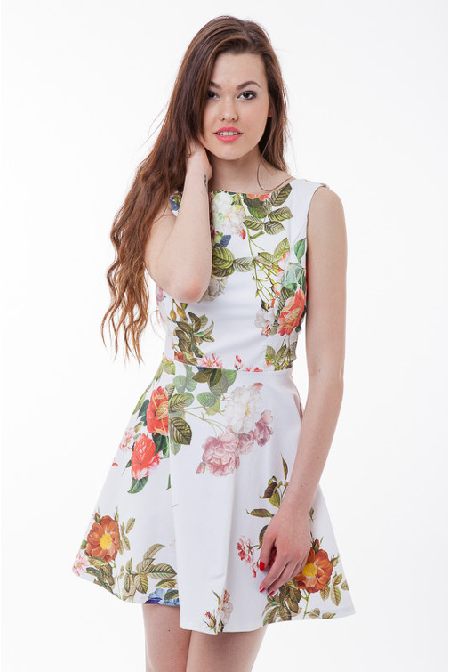 Glockenkleid aus Baumwolle mit Blumenprint