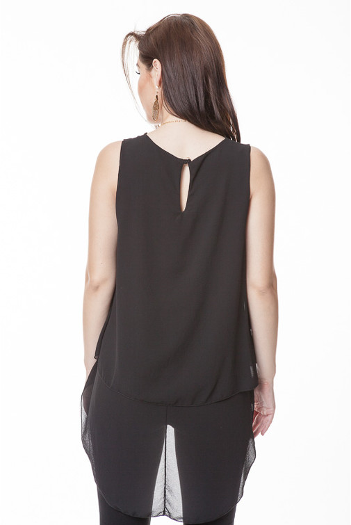 Double layered asymmetric chiffon blouse tunic 