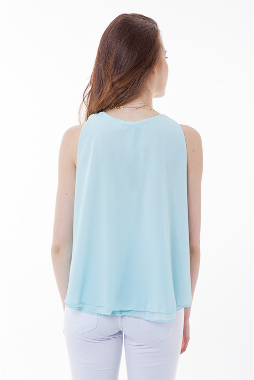 Cape Back Chiffon Top With Necklace