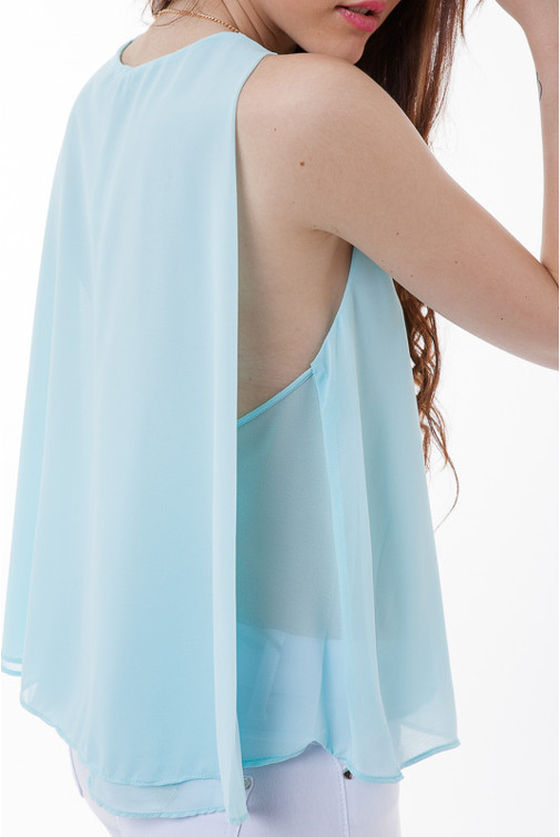 Cape Back Chiffon Top With Necklace