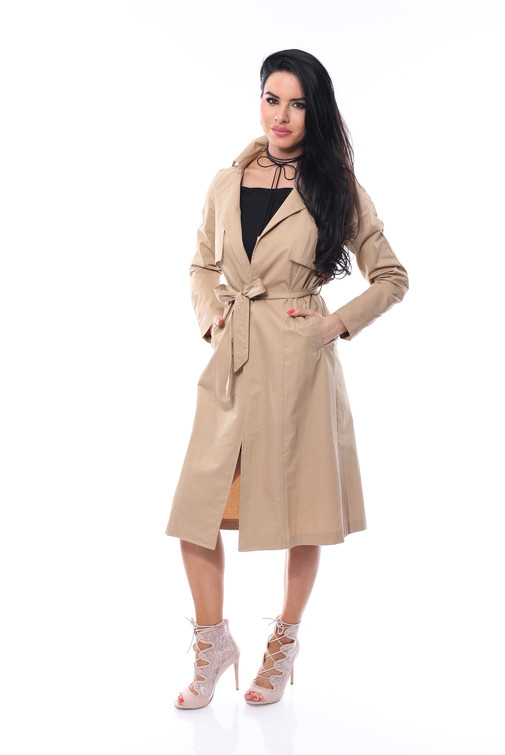 Offener Trenchcoat aus Baumwolle zum Binden