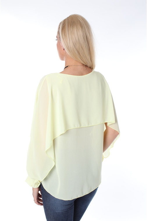 Double-Layer Open Sleeve Flowing Blouse