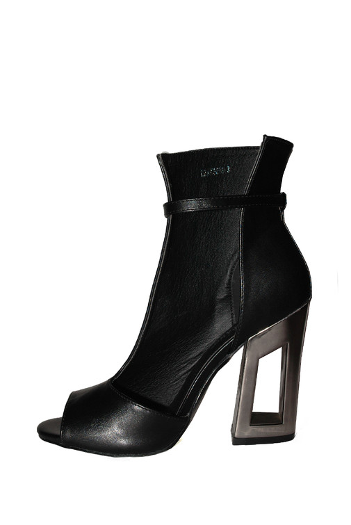 Premium Offene Stiefeletten mit hohem Blockabsatz aus Metall