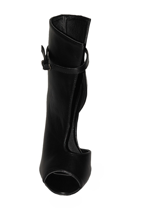 Premium Offene Stiefeletten mit hohem Blockabsatz aus Metall