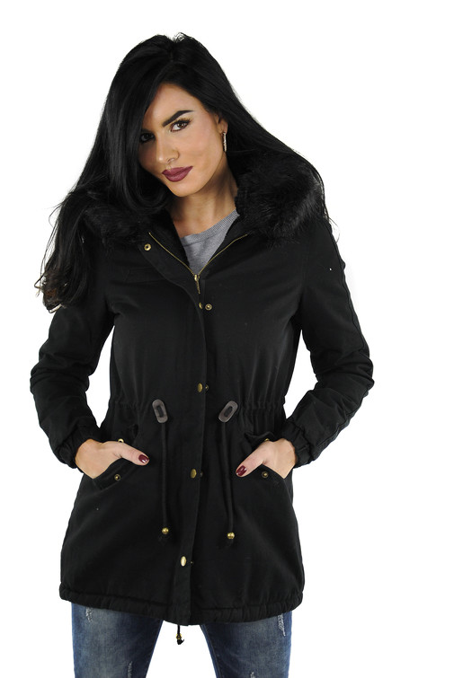 Parka mit Kapuze und Kunstfellfutter