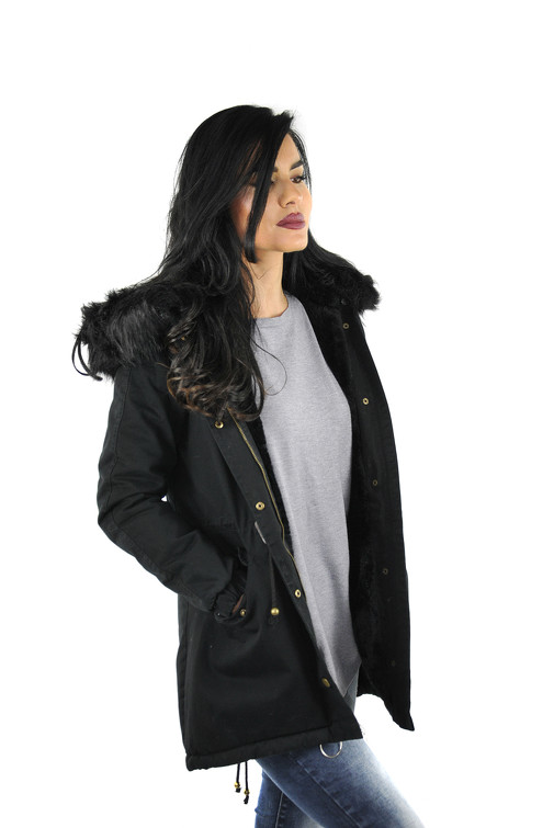 Parka mit Kapuze und Kunstfellfutter