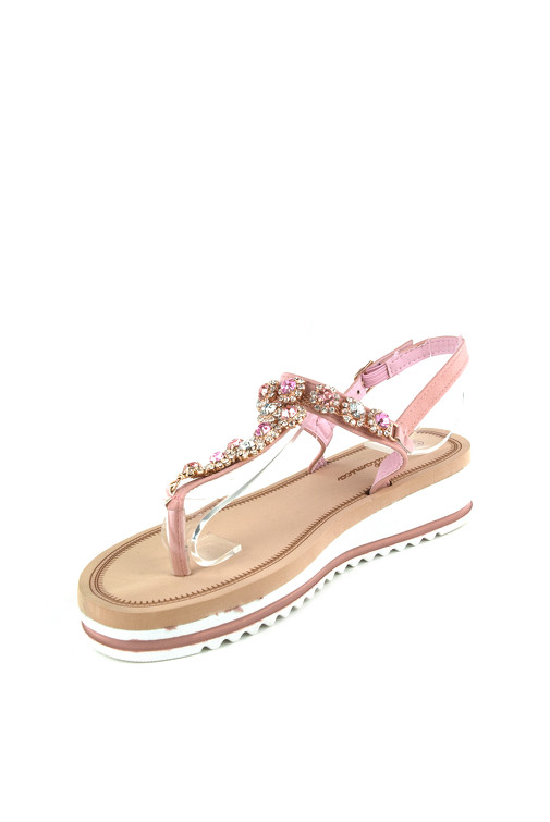 Nizki sandali s kristali  in platforma podplatom