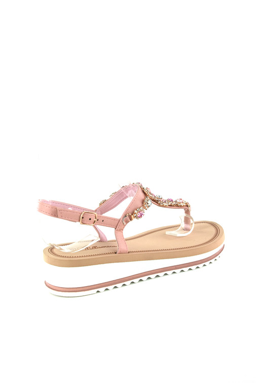 Nizki sandali s kristali  in platforma podplatom