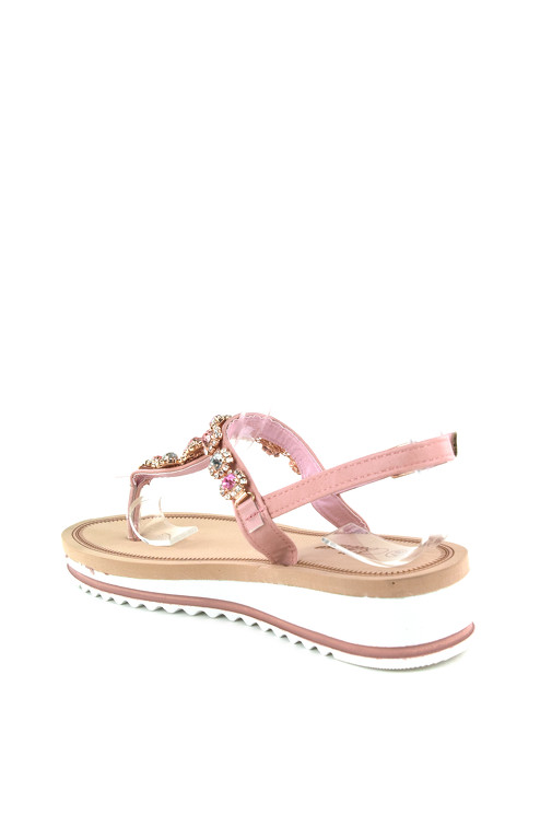 Nizki sandali s kristali  in platforma podplatom