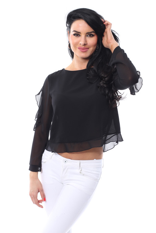 Oberteil mit Knopfleiste hinten und Rüschendetail