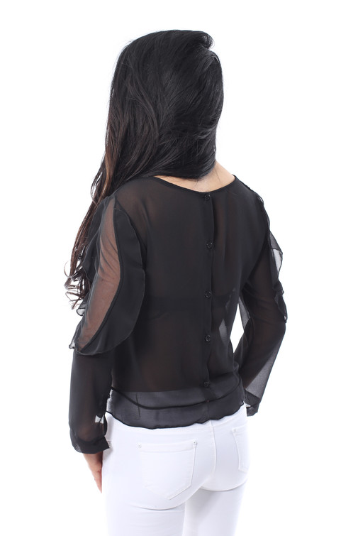 Oberteil mit Knopfleiste hinten und Rüschendetail