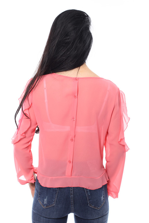 Oberteil mit Knopfleiste hinten und Rüschendetail