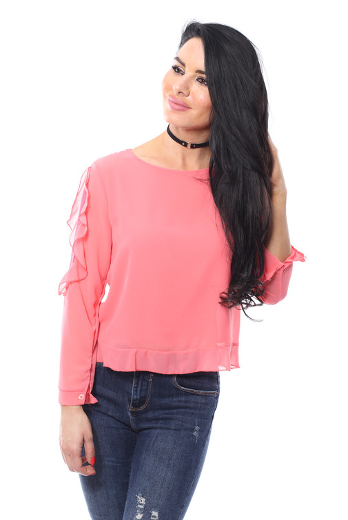 Oberteil mit Knopfleiste hinten und Rüschendetail