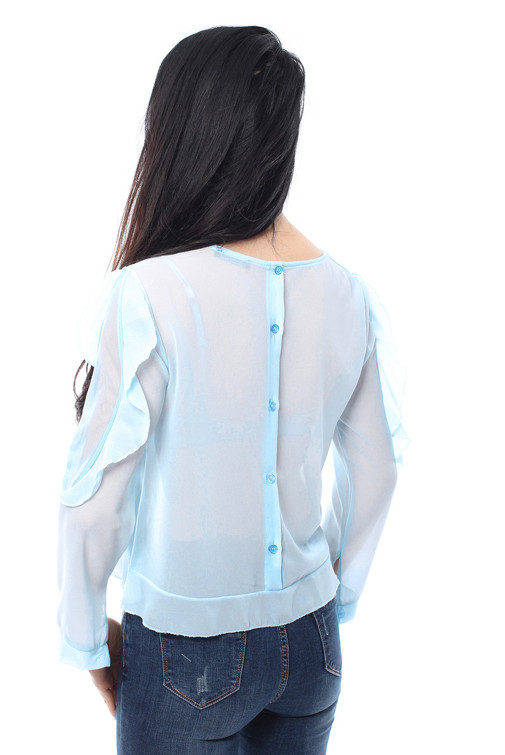 Oberteil mit Knopfleiste hinten und Rüschendetail