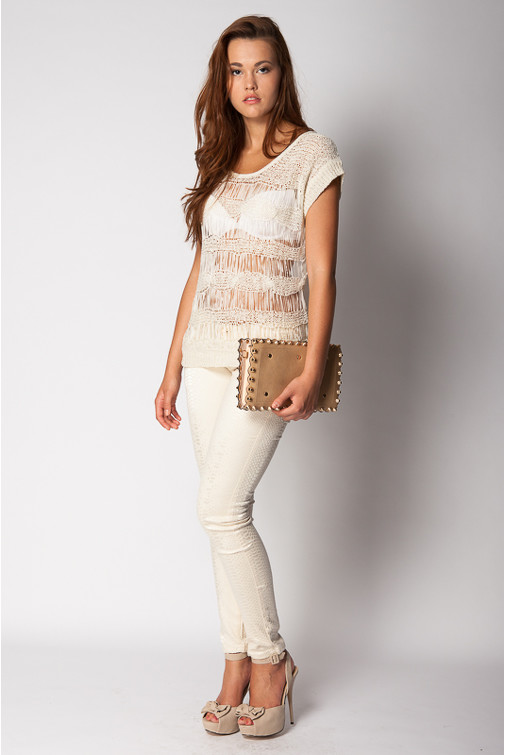 Strickbluse mit Fransen