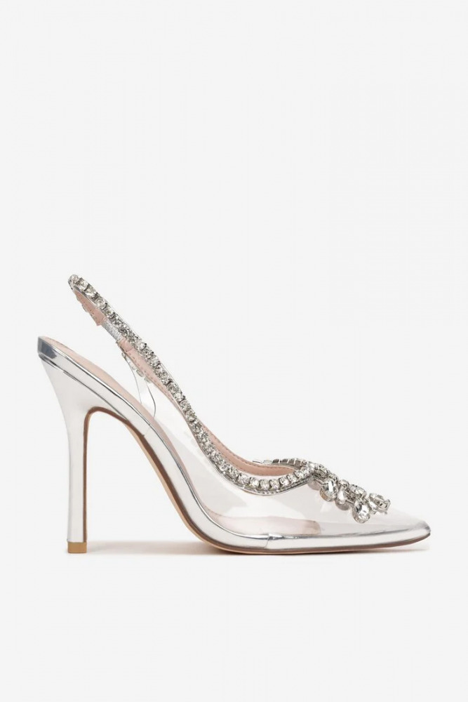 Zdobené priesvitné lodičky na podpätku Dazzle