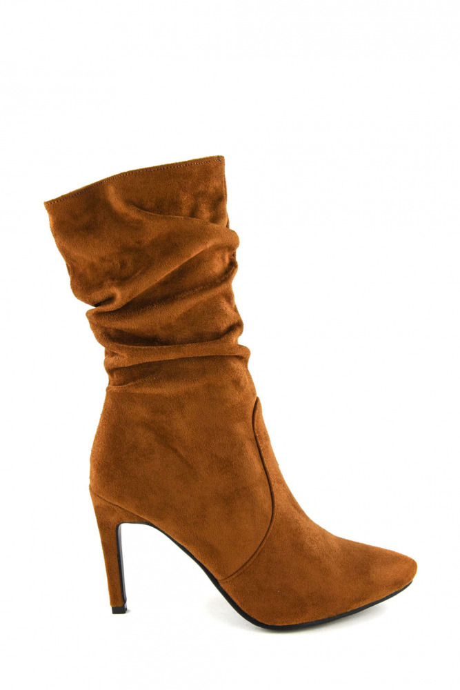  Geraffte Stiefeletten mit hohem Absatz