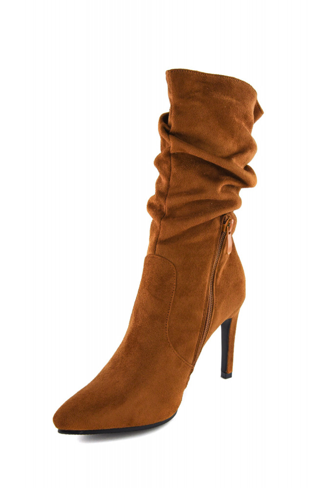  Geraffte Stiefeletten mit hohem Absatz