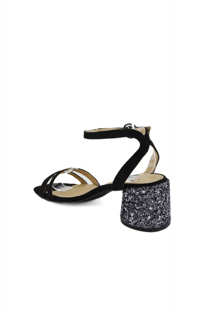 Sandali con tacco basso con strass