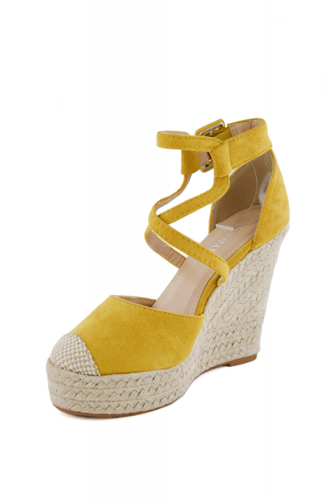 Cross Strap Espadrille Wedges