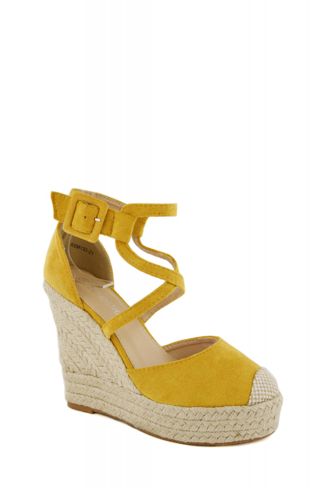 Cross Strap Espadrille Wedges