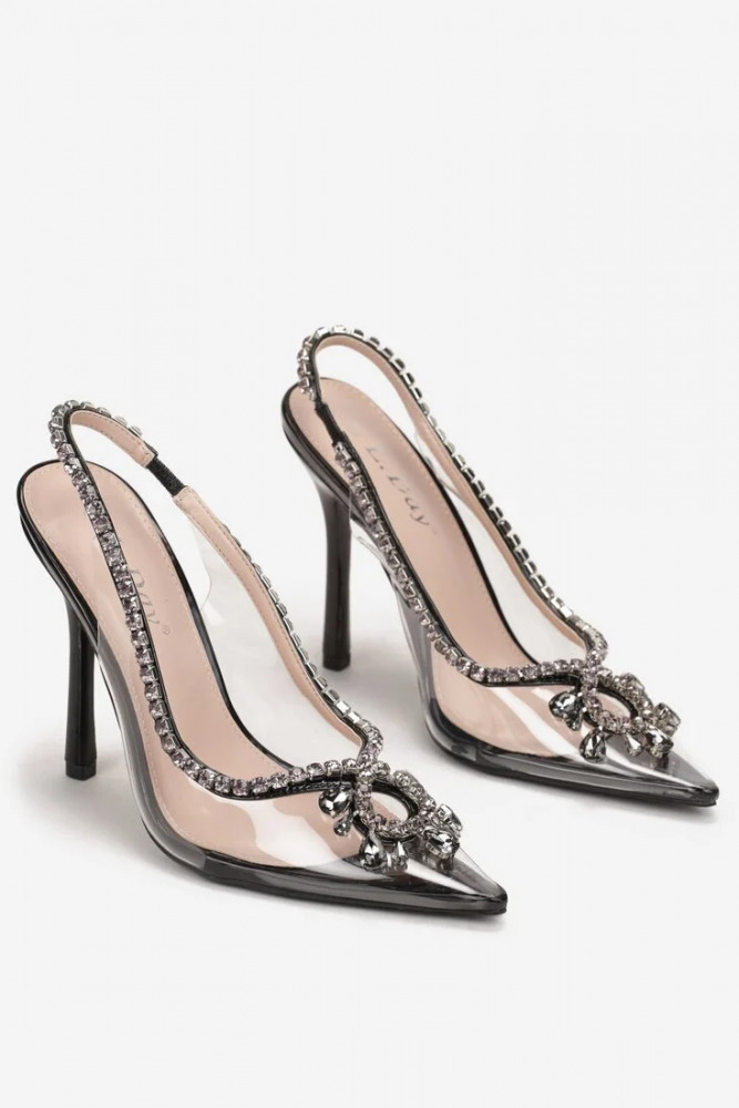 Zdobené priesvitné lodičky na podpätku Dazzle