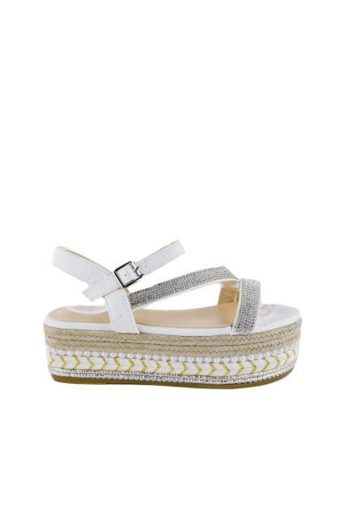 Sandali s kristali in okrašeno platformo