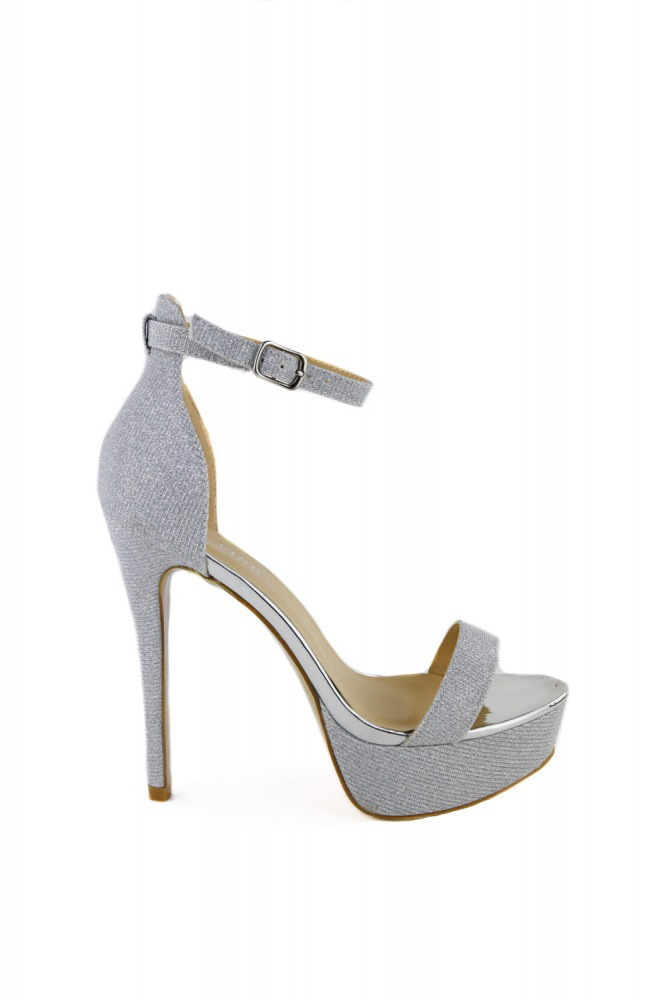Barely there heeled sandals in silver glitter Frosty