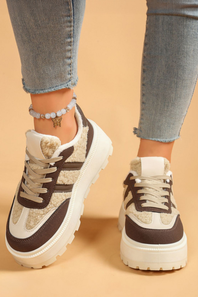 Platform-Sneaker mit Fell Woolywalkers