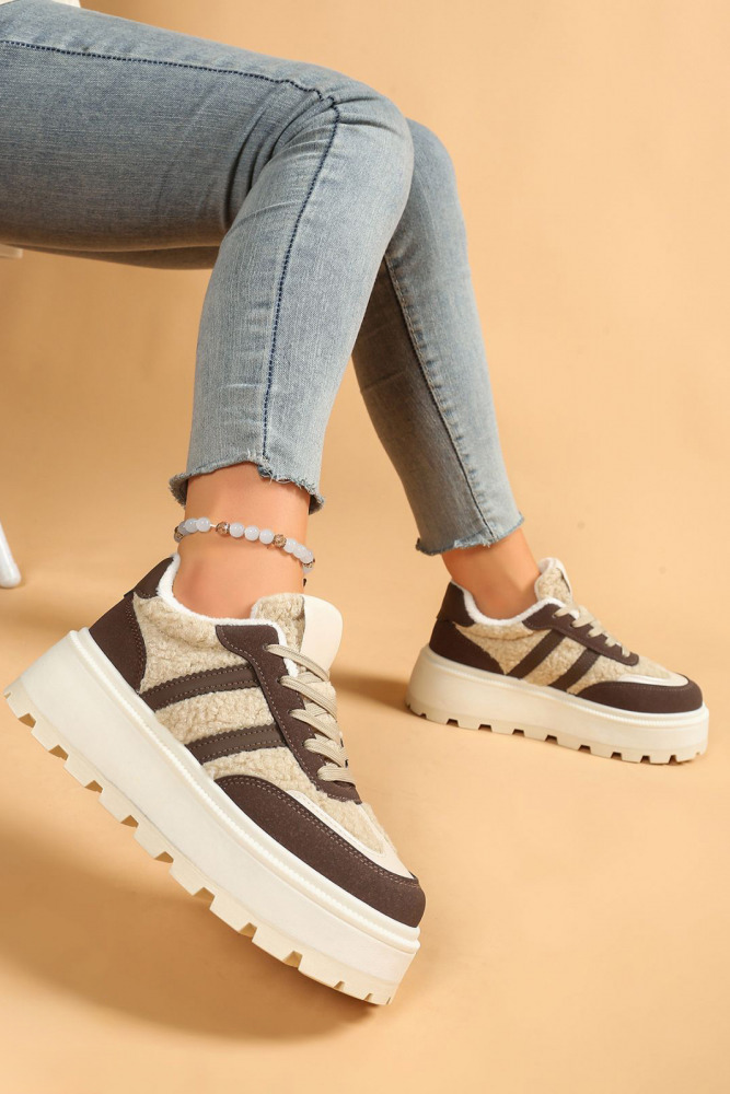 Platform-Sneaker mit Fell Woolywalkers