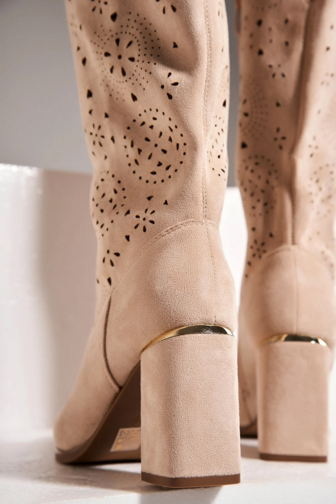 High heel laser cut boots Confidence
