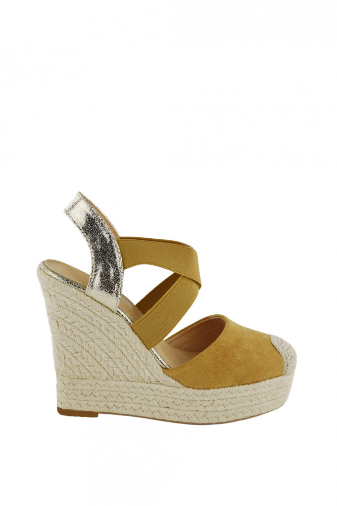 Sandaletten Espadrilles mit Keilabsatz und elastischen Riemen 