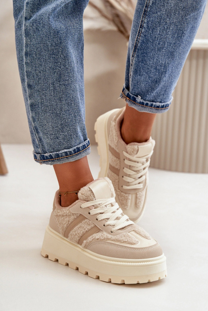 Platform-Sneaker mit Fell Woolywalkers