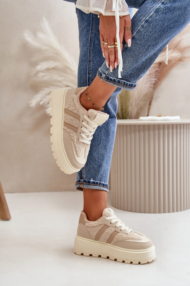 Platform-Sneaker mit Fell Woolywalkers