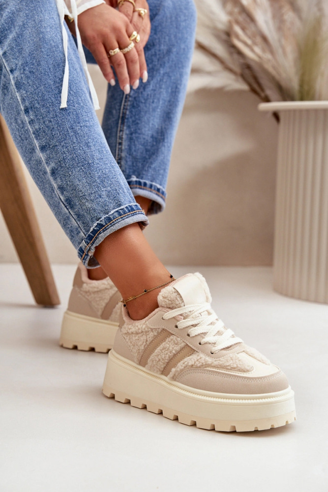 Platform-Sneaker mit Fell Woolywalkers