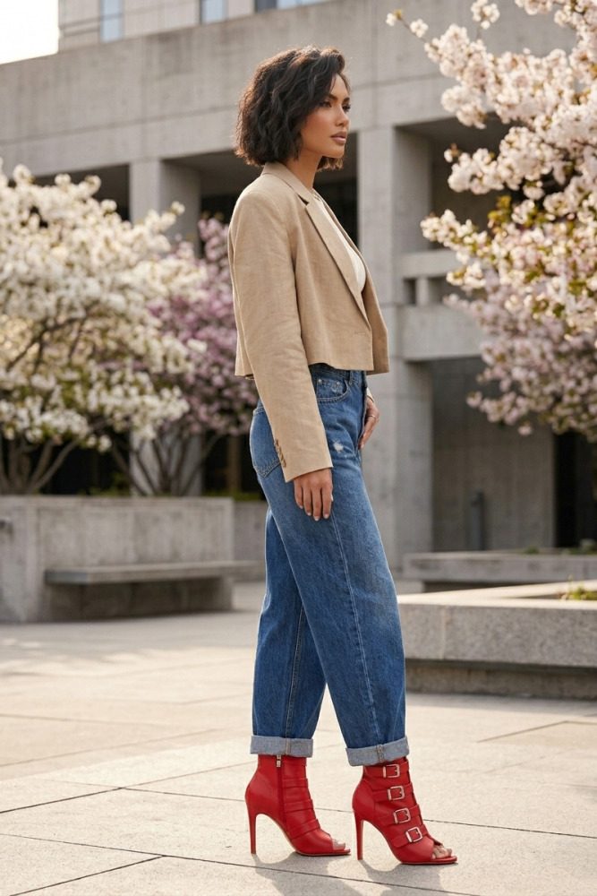 Peep-Toe-Stiefeletten mit Schnallen Rendez-vous