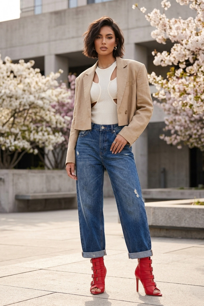 Peep-Toe-Stiefeletten mit Schnallen Rendez-vous