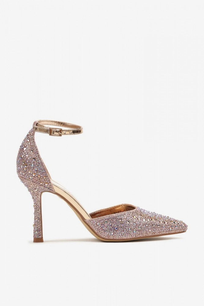 All-over crystal embellished ankle strap court shoes True glamour