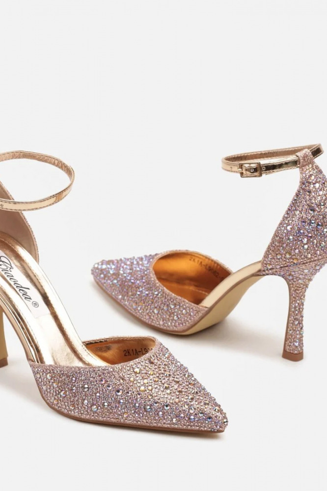 All-over crystal embellished ankle strap court shoes True glamour