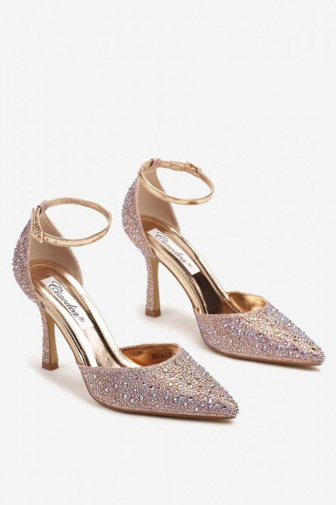 All-over crystal embellished ankle strap court shoes True glamour