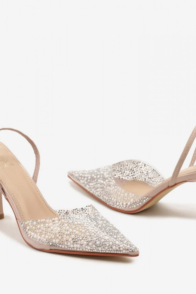 Díszített átlátszó magas sarkú szandál Luminous