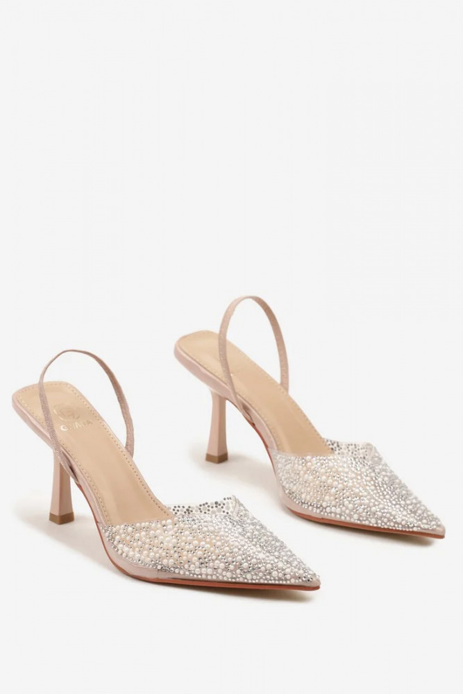 Díszített átlátszó magas sarkú szandál Luminous