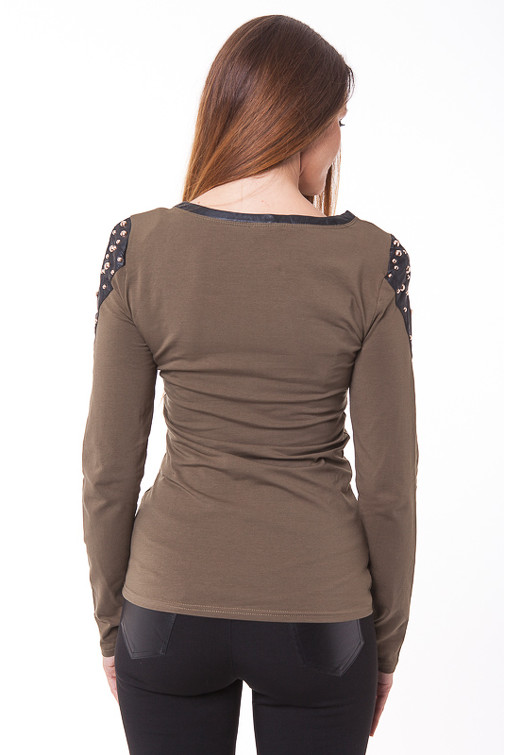 Maglia con dettagli in ecopelle