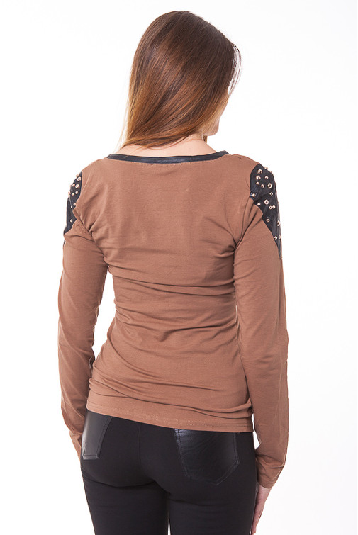 Maglia con dettagli in ecopelle