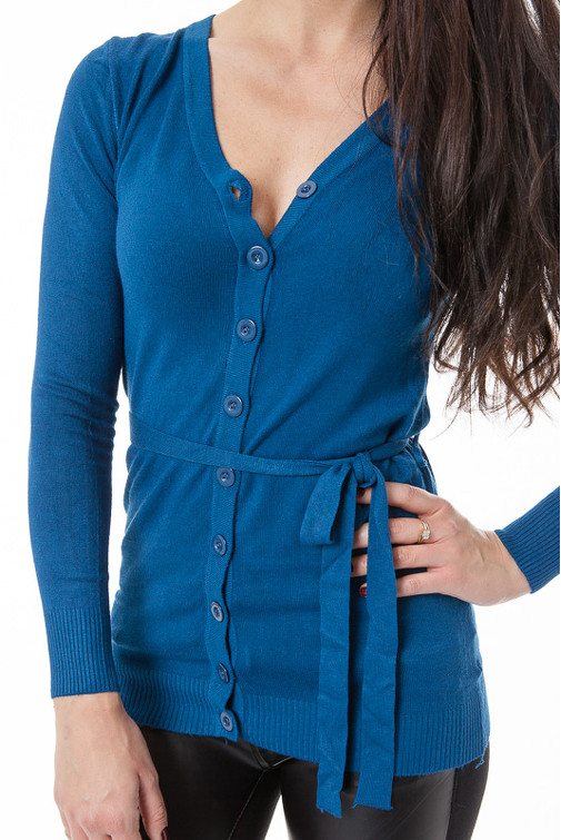 Delší propínací svetr s páskem