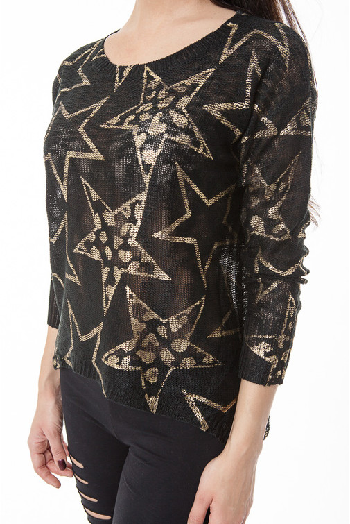 Oversize Pullover mit goldenen Sternen 