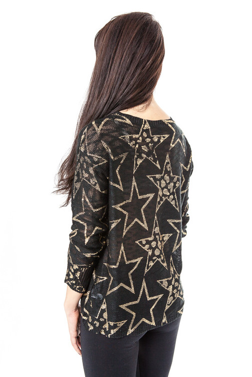 Oversize Pullover mit goldenen Sternen 