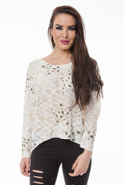 Oversize Pullover mit goldenen Sternen 