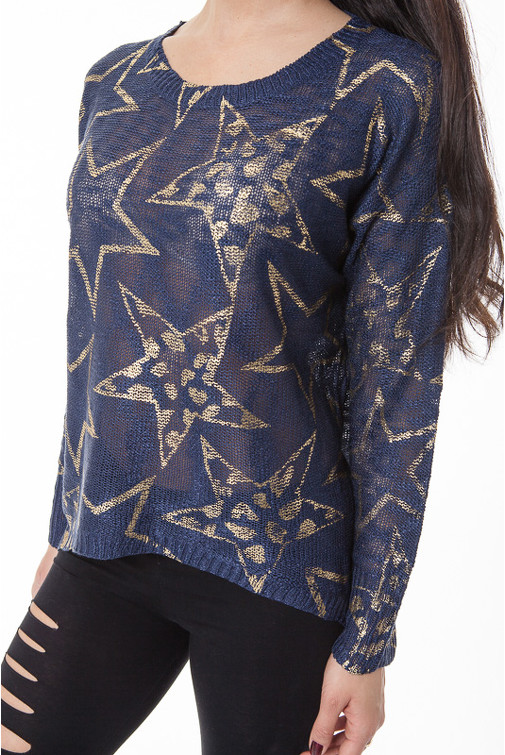 Oversize Pullover mit goldenen Sternen 